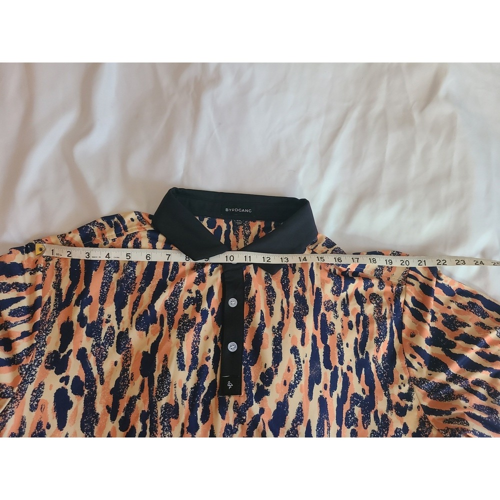 BYRDGANG Mens XXL Leopard Print Short Sleeve Golf Polo Shirt Colorful Collar - Picture 12 of 16